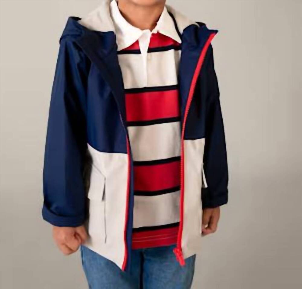 NEW MAYORAL two tone colorblock raincoat in navy